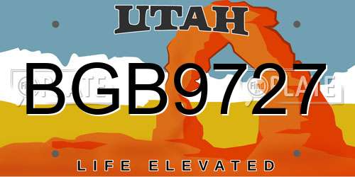 BGB9727 Utah License Plate