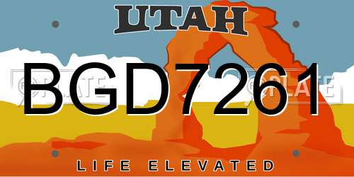 BGD7261 Utah License Plate