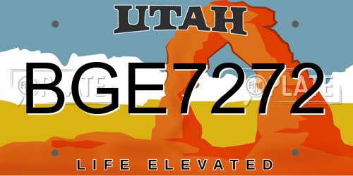BGE7272 Utah License Plate