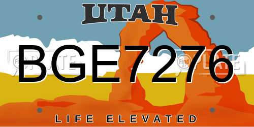 BGE7276 Utah License Plate