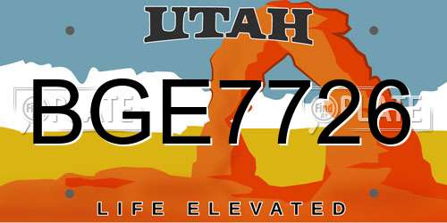 BGE7726 Utah License Plate