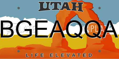 BGEAQQA Utah License Plate
