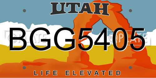 BGG5405 Utah License Plate