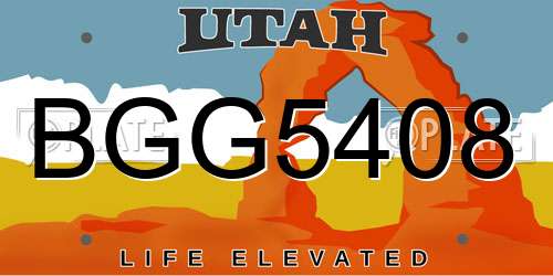 BGG5408 Utah License Plate