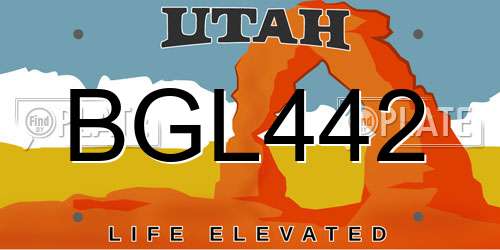 BGL442 Utah License Plate