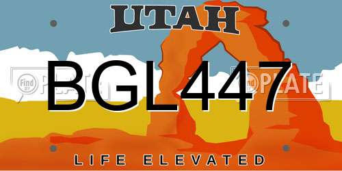 BGL447 Utah License Plate