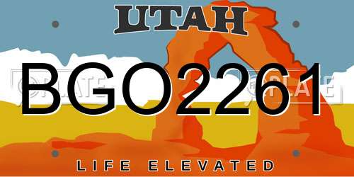 BGO2261 Utah License Plate