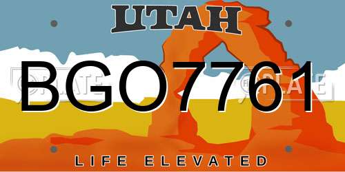 BGO7761 Utah License Plate
