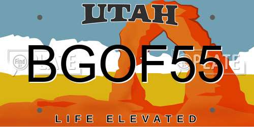 BGOF55 Utah License Plate