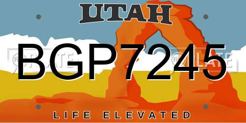 BGP7245 Utah License Plate