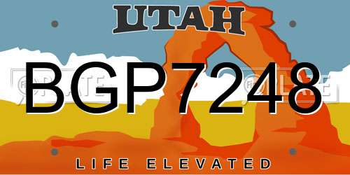 BGP7248 Utah License Plate