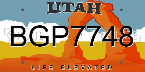 BGP7748 Utah License Plate