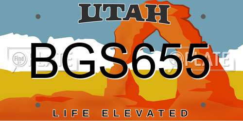 BGS655 Utah License Plate