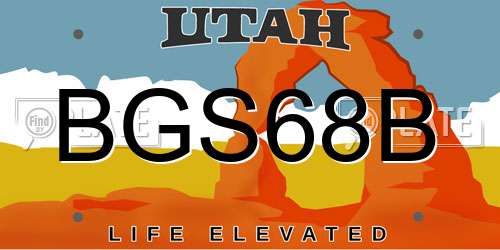 BGS68B Utah License Plate