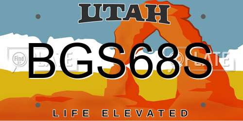 BGS68S Utah License Plate