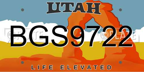 BGS9722 Utah License Plate