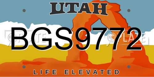 BGS9772 Utah License Plate