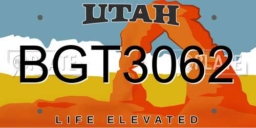 BGT3062 Utah License Plate