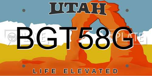BGT58G Utah License Plate