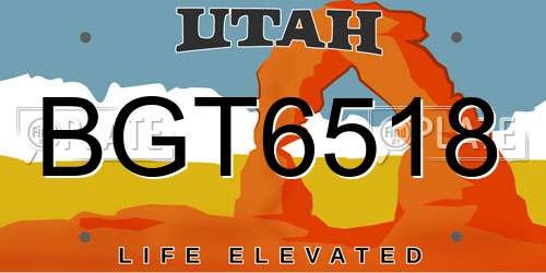 BGT6518 Utah License Plate