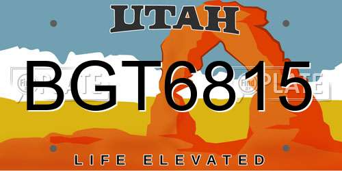 BGT6815 Utah License Plate