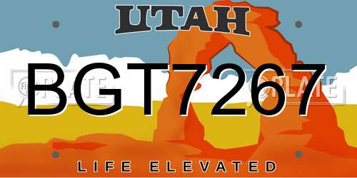 BGT7267 Utah License Plate
