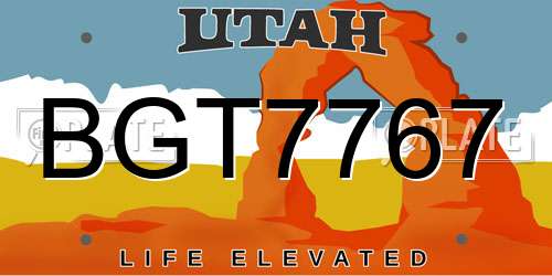 BGT7767 Utah License Plate