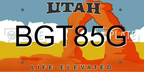 BGT85G Utah License Plate