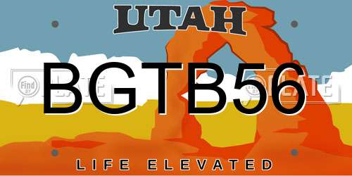 BGTB56 Utah License Plate