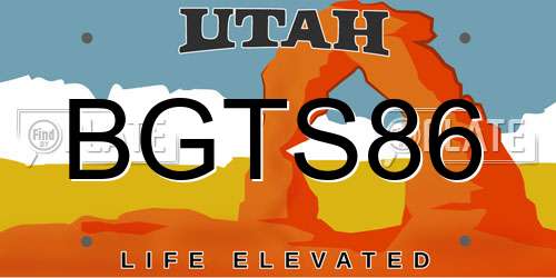 BGTS86 Utah License Plate