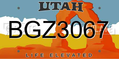BGZ3067 Utah License Plate