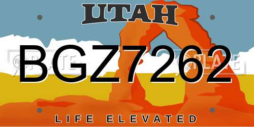 BGZ7262 Utah License Plate