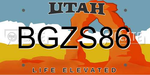 BGZS86 Utah License Plate