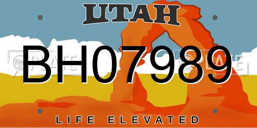 BH07989 Utah License Plate