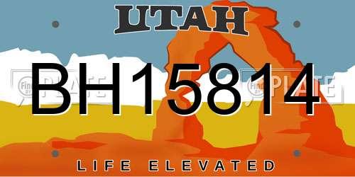 BH15814 Utah License Plate