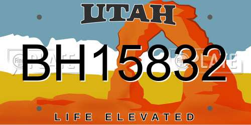 BH15832 Utah License Plate