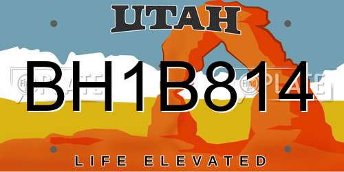 BH1B814 Utah License Plate