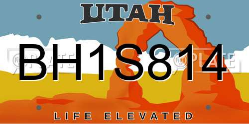 BH1S814 Utah License Plate