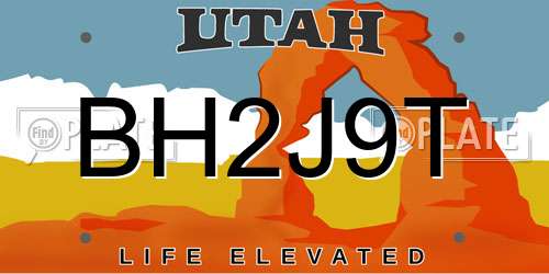 BH2J9T Utah License Plate