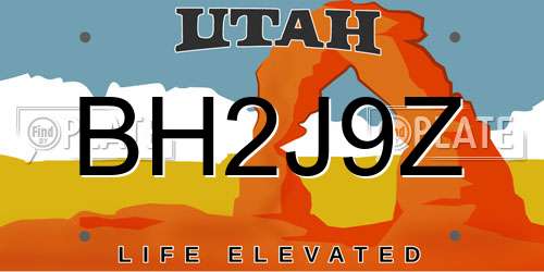 BH2J9Z Utah License Plate
