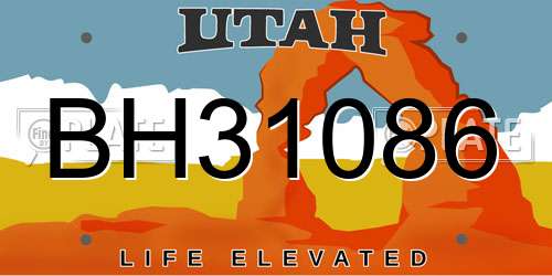 BH31086 Utah License Plate