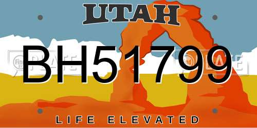 BH51799 Utah License Plate