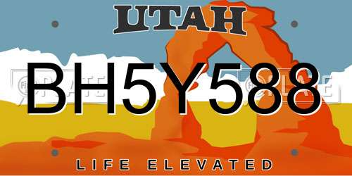 BH5Y588 Utah License Plate