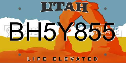 BH5Y855 Utah License Plate