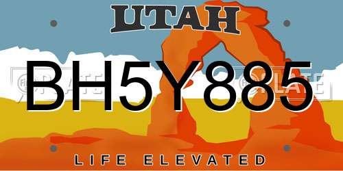 BH5Y885 Utah License Plate