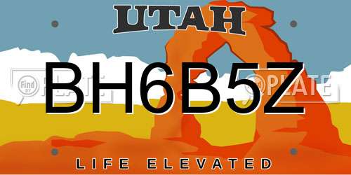 BH6B5Z Utah License Plate
