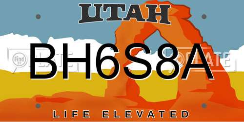 BH6S8A Utah License Plate