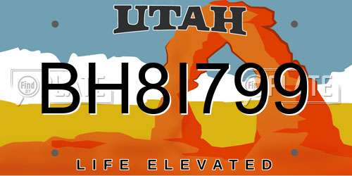 BH8I799 Utah License Plate