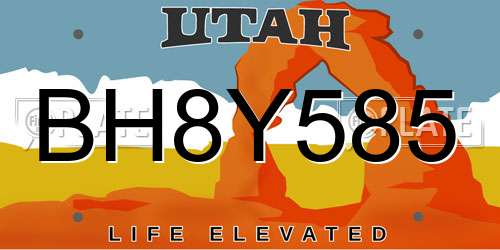 BH8Y585 Utah License Plate