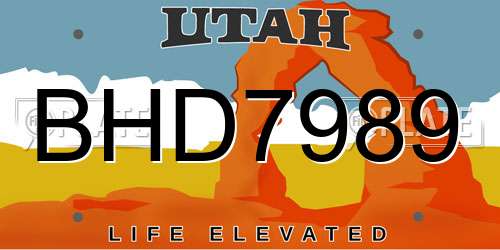 BHD7989 Utah License Plate